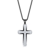 Stainless Steel Black & Silver Single CZ Cross Necklace