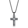 Stainless Steel Black & Silver Polished Cross Necklace