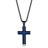 Stainless Steel Black & Blue Plated Cross Necklace