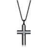 Stainless Steel Black & Silver CZ Cross Necklace