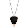 Stainless Steel Black Carbon Fiber Rose Gold Border Triangle Necklace