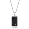 Stainless Steel Black & Silver Single CZ Dog Tag Necklace