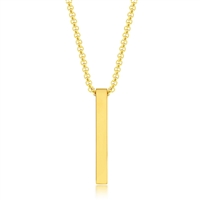 Stainless Steel Vertical Bar Necklace - Gold Plated