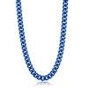 Stainless Steel 10mm Miami Cuban Chain Necklace - Matte Blue IP Plated