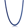 Stainless Steel 7mm Figaro Chain Necklace - Brushed & Blue IP Plated