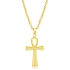 Stainless Steel Ankh Cross Necklace - Gold Plated