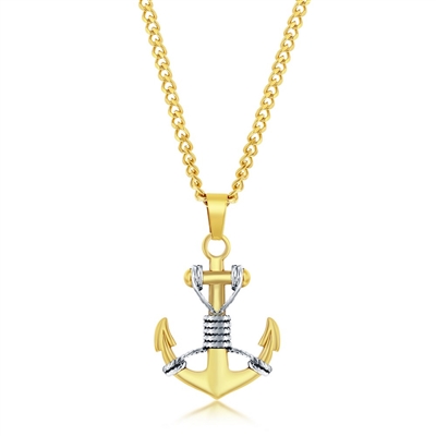 Stainless Steel Gold & Silver Anchor Necklace