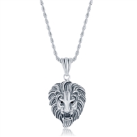 Stainless Steel Oxidized Lion Necklace