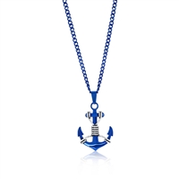 Stainless Steel Blue & Silver Anchor Necklace