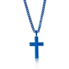 Stainless Steel Polished Cross Necklace - Blue Plated