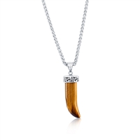 Stainless Steel Horn Necklace - Tiger Eye