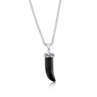 Stainless Steel Horn Necklace - Onyx