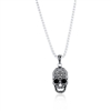 Stainless Steel Oxidized Skull & Black CZ Eyes, Necklace