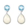 Sterling Silver Blue Topaz and Mother of Pearl Earrings