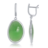 Sterling Silver Grass Green Oval Catâ€™s Eye Earrings