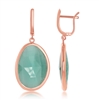 Sterling Silver Rose-Plated Light Green Oval Catâ€™s Eye Earrings