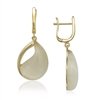 Sterling Silver Gold-Plated Nude Yellow Catâ€™s Eye Teardrop Earrings