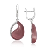 Sterling Silver Watermelon Red Cat's Eye Teardrop Earrings