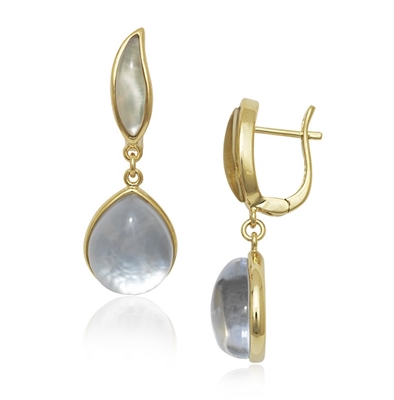 Sterling Silver Gold-Plated Doublet MOP and Lemon Quartz Earrings