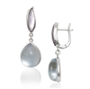 Sterling Silver Doublet MOP Teardrop and Amethyst Catâ€™s Eye Earrings