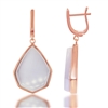 Sterling Silver Rose-Plated Light Violet Catâ€™s Eye Teardrop Earrings