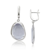 Sterling Silver Large Oval Light Violet Cat's Eye Earrings