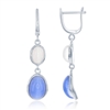 Sterling Silver Blue and Grey Oval Catâ€™s Eye Earrings