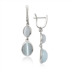 Sterling Silver Dark Blue and Light Blue Oval Catâ€™s Eye Earrings