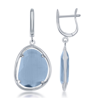 Sterling Silver Denim Blue Catâ€™s Eye Earrings
