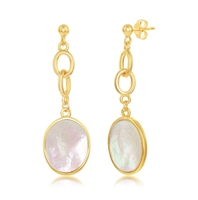 Sterling Silver Garnet and Mother of Pearl Earrings - Gold Plated