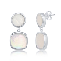 Sterling Silver Round and Square Mother of Pearl Earrings
