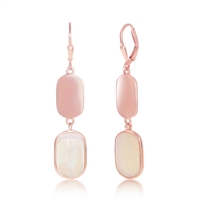 Sterling Silver Polished and Pink Mother of Pearl Earrings - Rose Gold Plated
