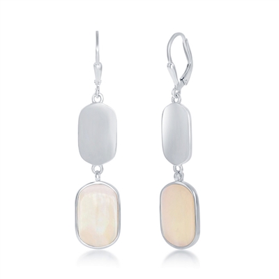 Sterling Silver Polsihed and White Mother of Pearl Earrings