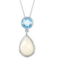 Sterling Silver Blue Topaz with Mother of Pearl Pendant
