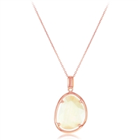 Sterling Silver Rose-Plated Champagne Oval Catâ€™s Eye Necklace