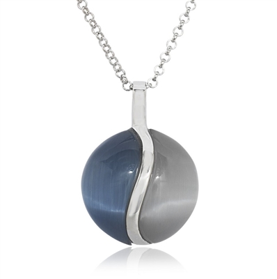 Sterling Silver Dark and Light Blue Catâ€™s Eye Necklace