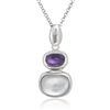 Sterling Silver Doublet MOP and Amethyst Necklace