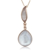 Sterling Silver Rose-Plated Doublet MOP and Light Violet Catâ€™s Eye Necklace