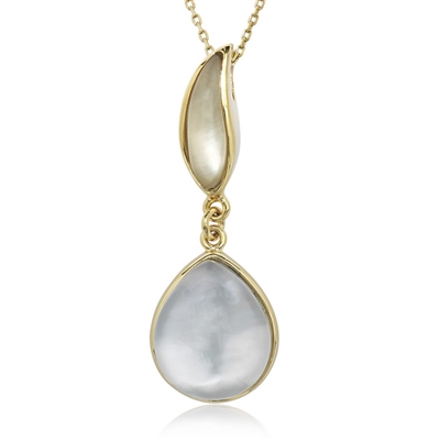 Sterling Silver Gold-Plated Doublet MOP and Lemon Quartz Necklace