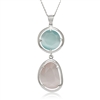 Sterling Silver Blue and Pink Catâ€™s Eye Necklace