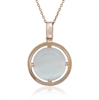 Sterling Silver Rose-Plated Light Blue Round Catâ€™s Eye Necklace