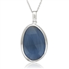 Sterling Silver Denim Blue Catâ€™s Eye Necklace
