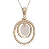 Sterling Silver Rose-Plated Double Oval Rose Quartz Necklace