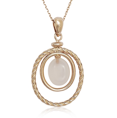 Sterling Silver Rose-Plated Double Oval Rose Quartz Necklace