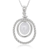 Sterling Silver Double Oval Blue Chalcedony Necklace