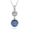 Sterling Silver Light and Dark Blue Catâ€™s Eye Necklace