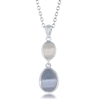 Sterling Silver Blue and Grey Oval Catâ€™s Eye Necklace