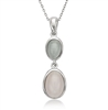 Sterling Silver Blue and Pink Oval Catâ€™s Eye Necklace