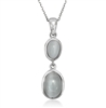 Sterling Silver Dark Blue and Light Blue Oval Catâ€™s Eye Necklace