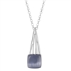 Sterling Sterling Long Dark Blue Grey Cat's Eye Pendant